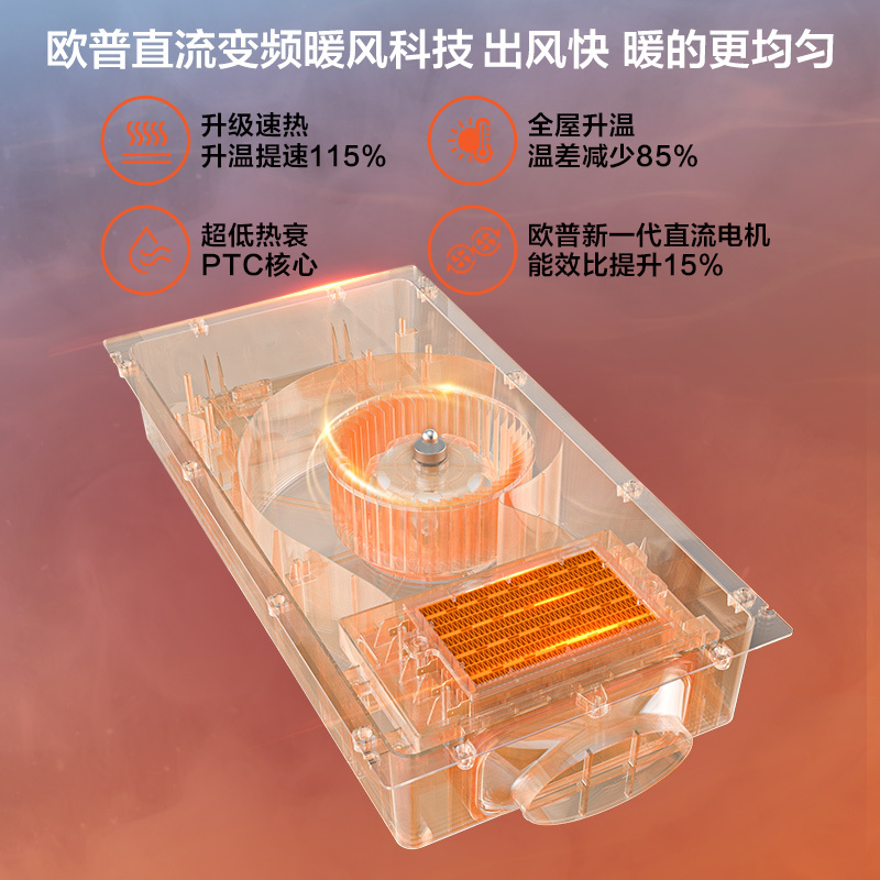欧普照明直流变频风暖浴霸灯排气扇一体集成吊顶卫生间暖风机F183