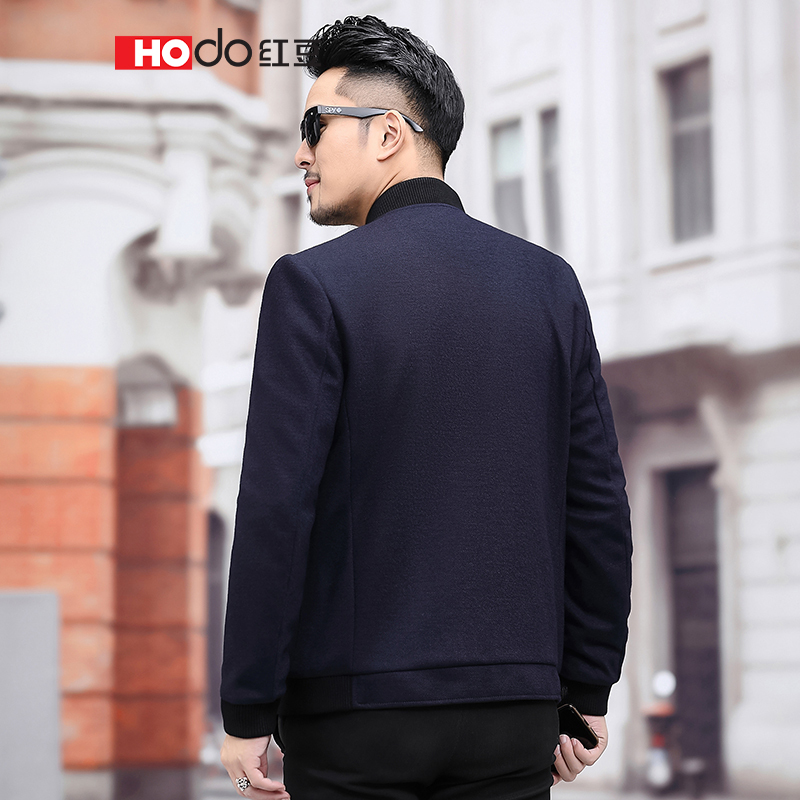 HODO红豆男装 男士毛呢夹克 秋冬季时尚休闲简约舒适[含羊毛]棒球领短款毛呢夹克男外套