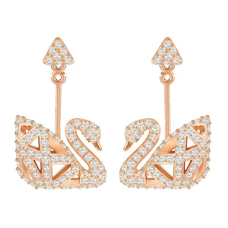SWAROVSKI 施华洛世奇 双面镂空天鹅耳环 人造水晶 女士耳环 海外正品 全国联保唐艺昕同款5358058