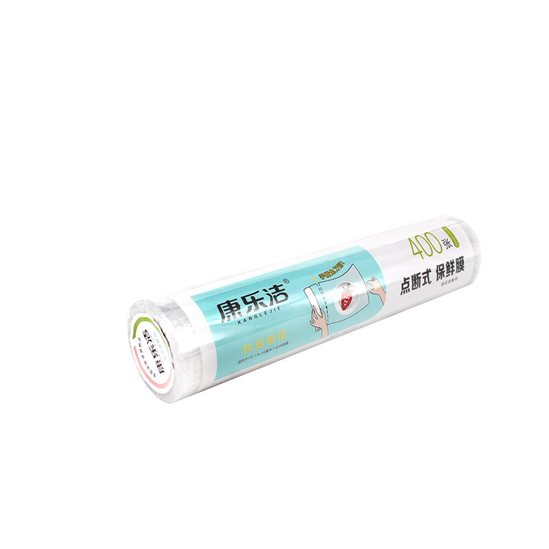 康乐洁 家用保鲜膜 食品用保鲜膜 手撕点断式PE膜 30cm*30cm/张(400张)30cm*120m