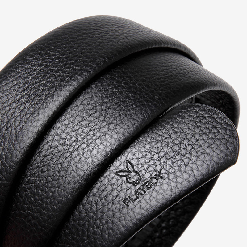 花花公子男士腰带自动扣头层牛皮带身3.5cm宽真皮裤带无扣头腰带