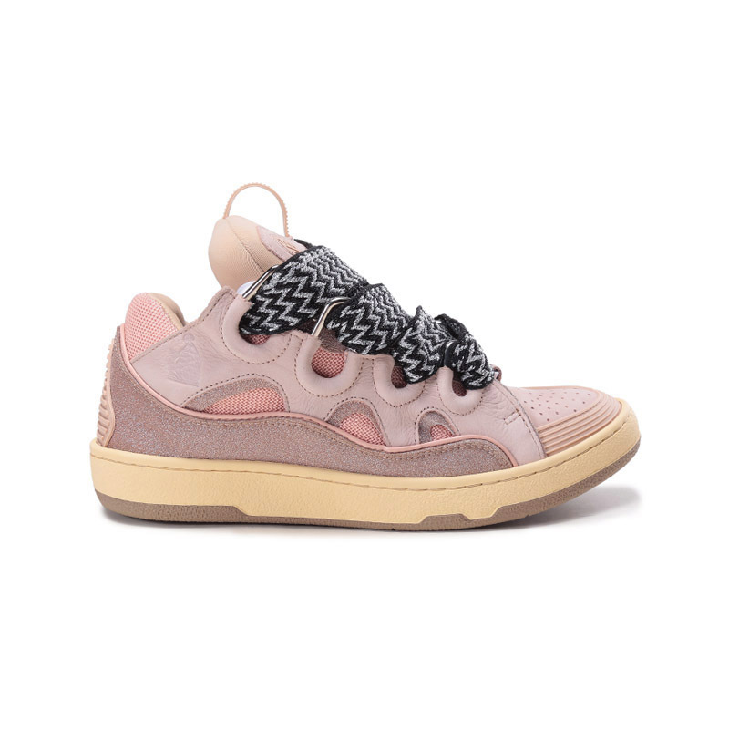 浪凡lanvin男士皮革织物curb系带休闲运动鞋板鞋fmskrk11drlxa22