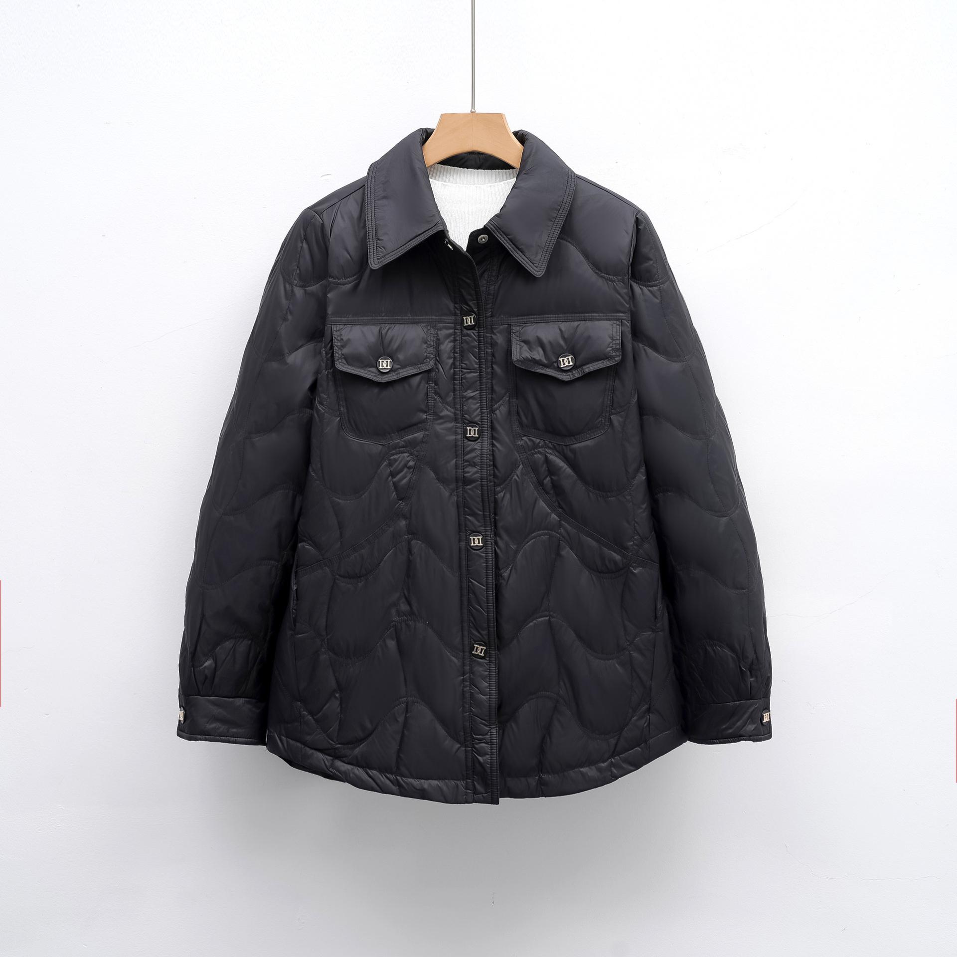 羽绒服新国标90绒衬衫式羽绒服女士秋冬时尚新款外套显瘦高清大图