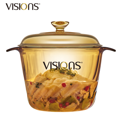 美国康宁(VISIONS) 家用晶炫透明汤锅 3.5L炖锅汤锅煲汤明火直烧玻璃锅 耐高温透明琥珀色锅