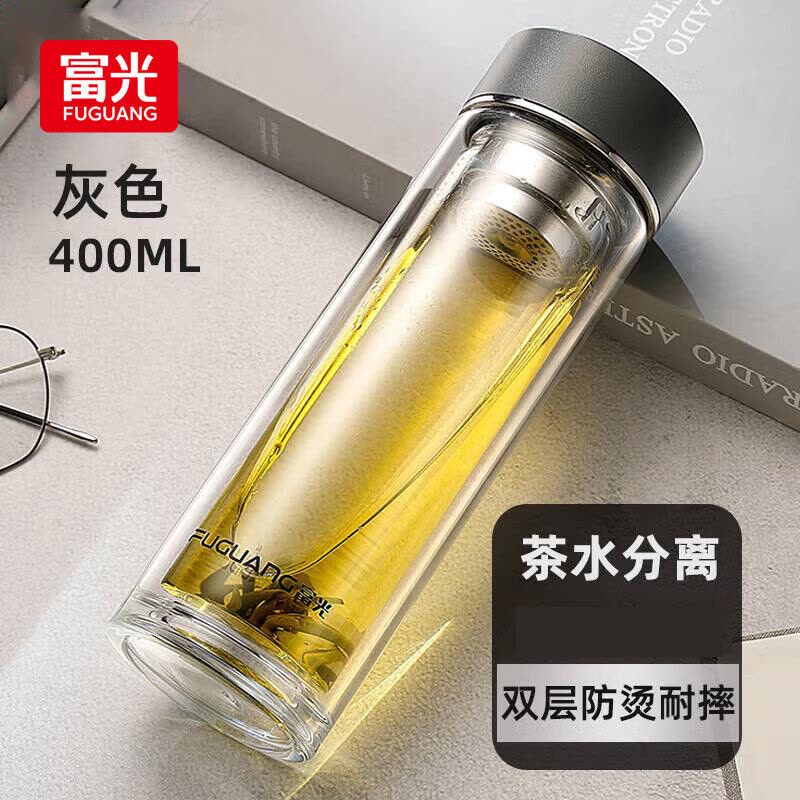 富光(FGA) 正泰双层玻璃杯 大容量商务茶水分离泡茶杯双层耐热 G2061-SH-400 jh图片