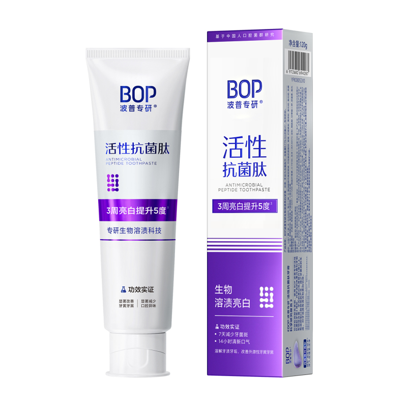 BOP波普专研生物溶渍亮白牙膏(百香薄荷口味)120g高清大图