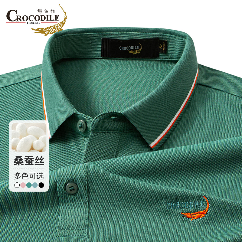 鳄鱼恤CROCODILE 专款男士经典纯色轻奢感短袖polo衫高清大图