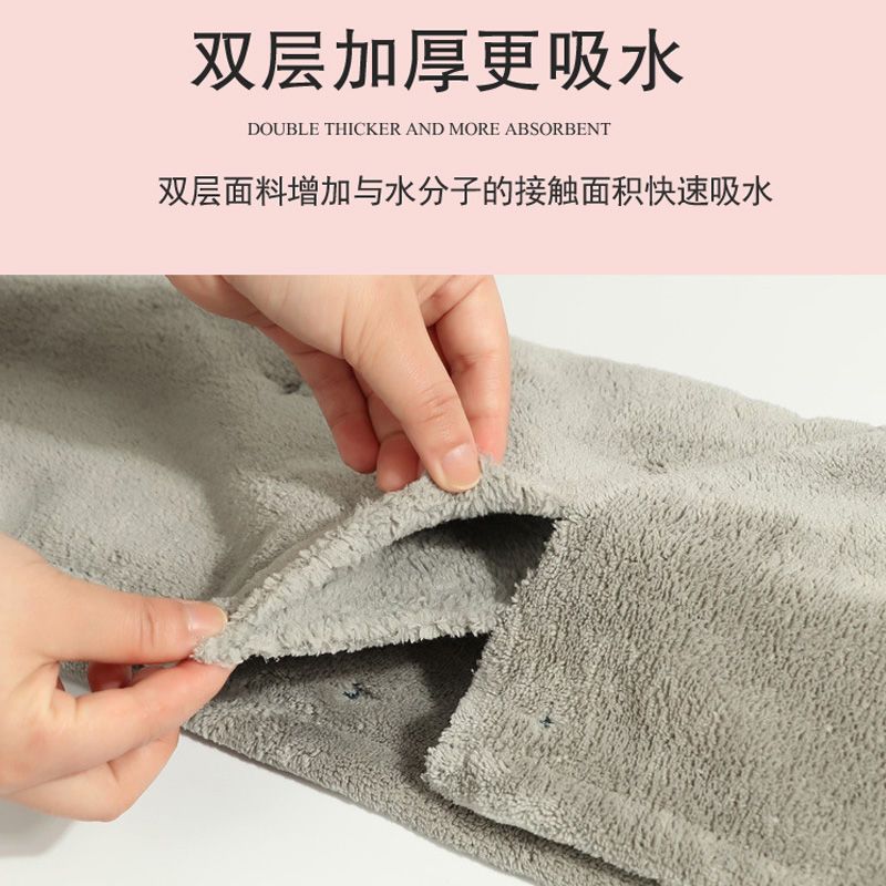 韩式双层加厚干发帽女吸水速干擦头发浴帽长发包头巾神器|灰色*双层加厚*一条装