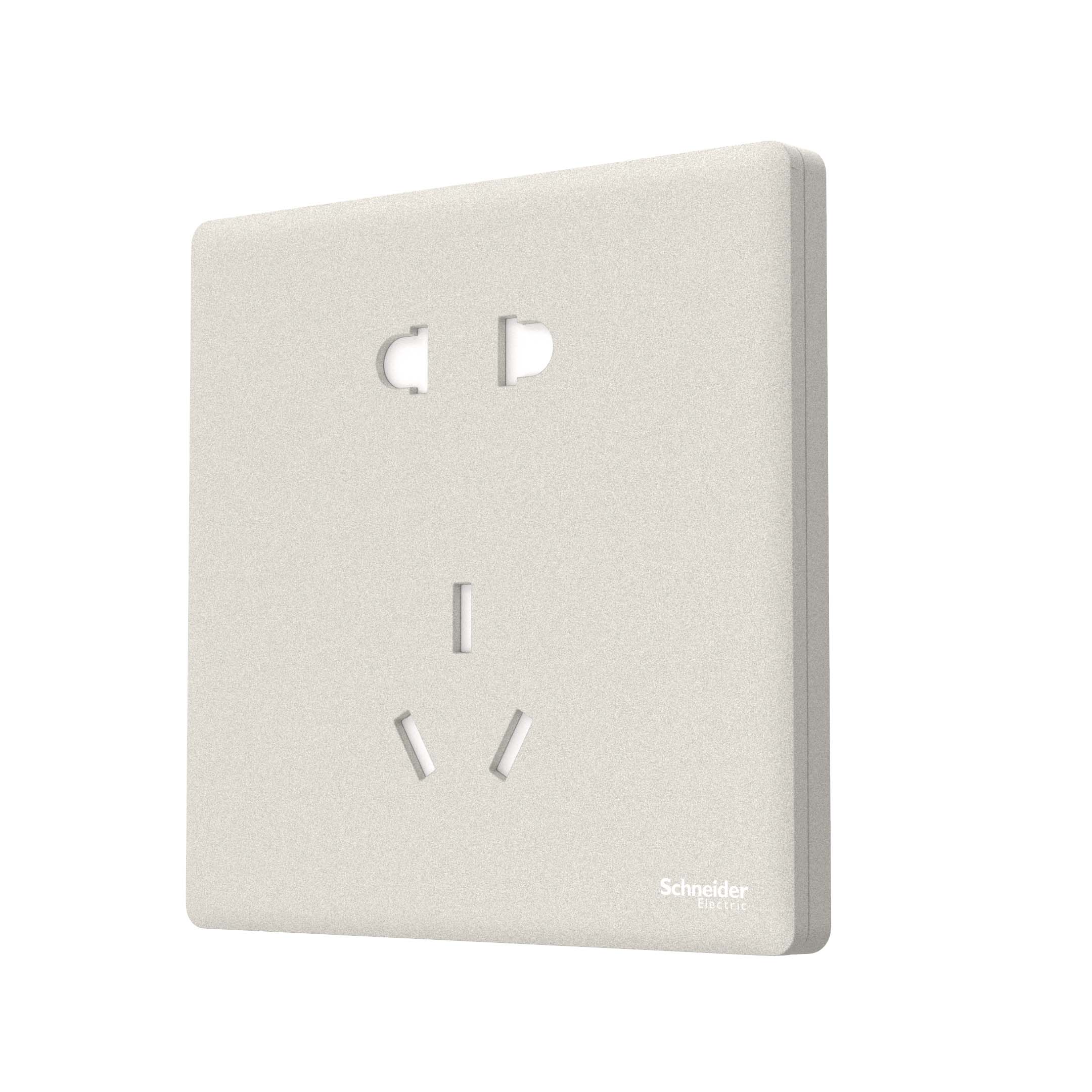 [新品]施耐德电气 高端开关插座 珍铂质感系列珊瑚白 家用三孔带单控开关 16A面板暗装墙壁空调面板 五孔一开带USB高清大图