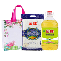金健清香菜籽油4L金健泰香那米 5kg油米组合礼品袋一个