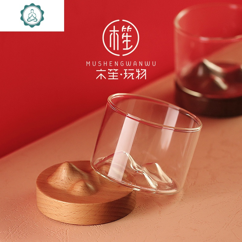 千里江山杯耐热玻璃功夫茶杯家用主人杯品茗杯水玻璃杯