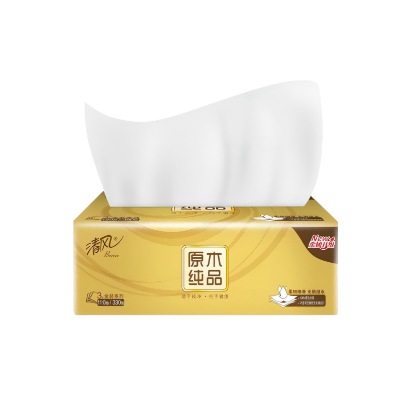 清风 金装 抽纸 3层 110抽一提四包4提装高清大图
