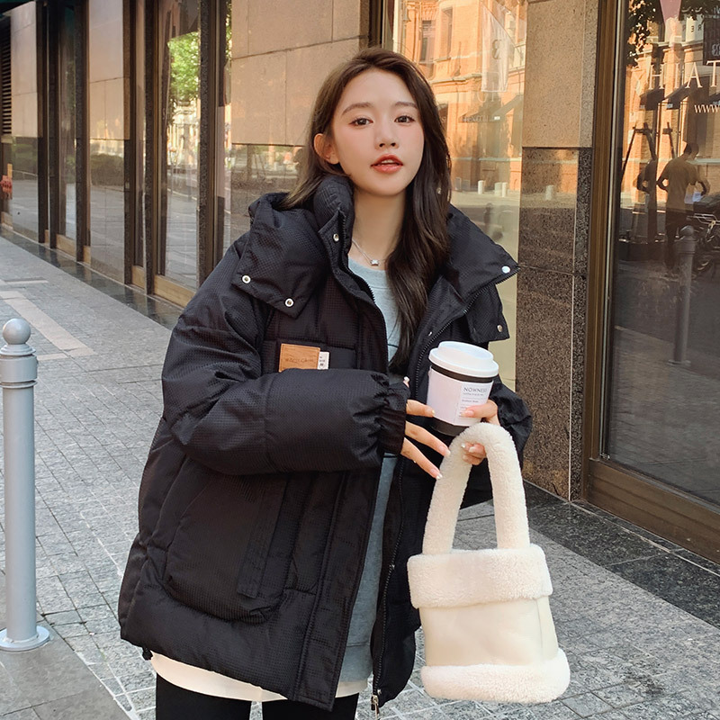 连帽羽绒棉服女2024秋冬新款韩版大码宽松小个子面包服外套棉袄潮高清大图