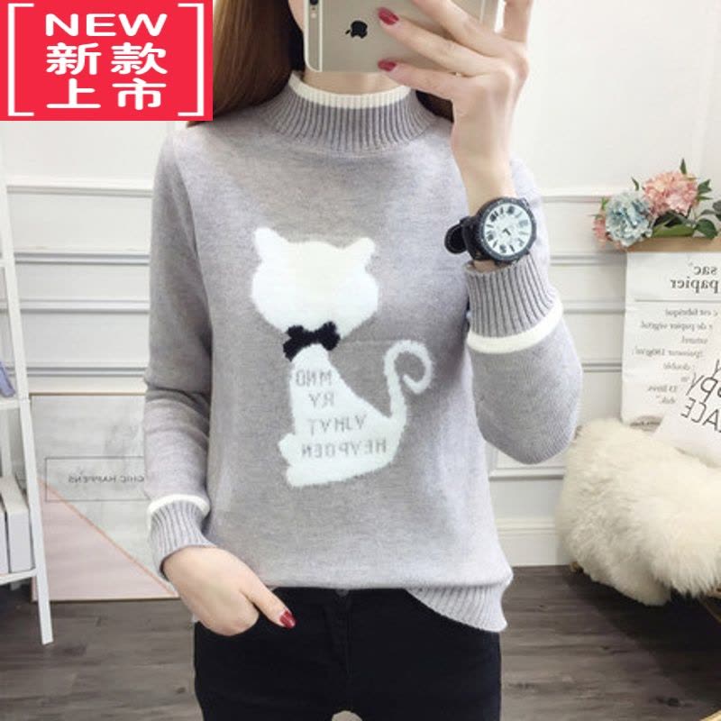 可莉允12岁大童女孩秋冬装圆领毛衣13高初中学生15岁针织打底衫保暖上衣图片