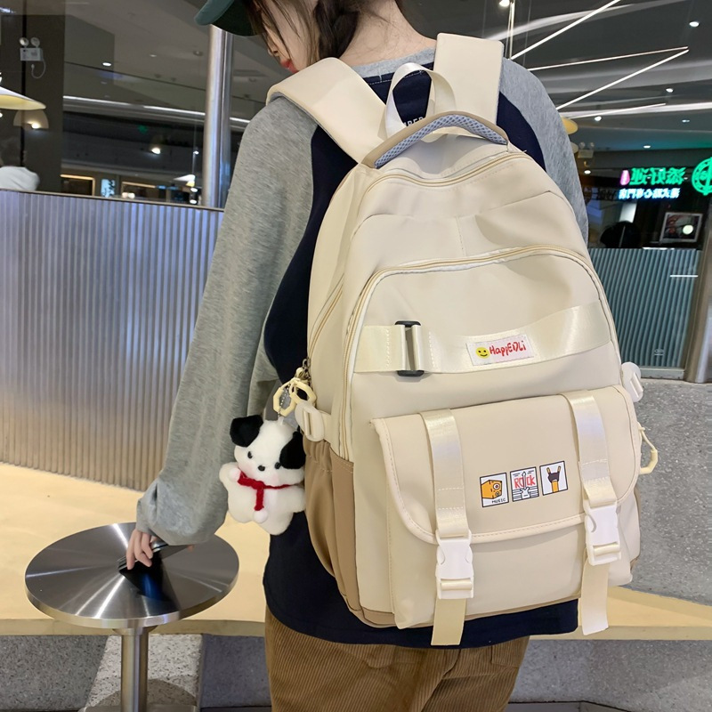 日系工装风书包女韩版高中学生初中生大容量休闲双肩包电脑背包男