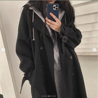 艳如飞大码胖mm风衣女春秋季韩版宽松中长款小个子气质流行工装大衣外套风衣