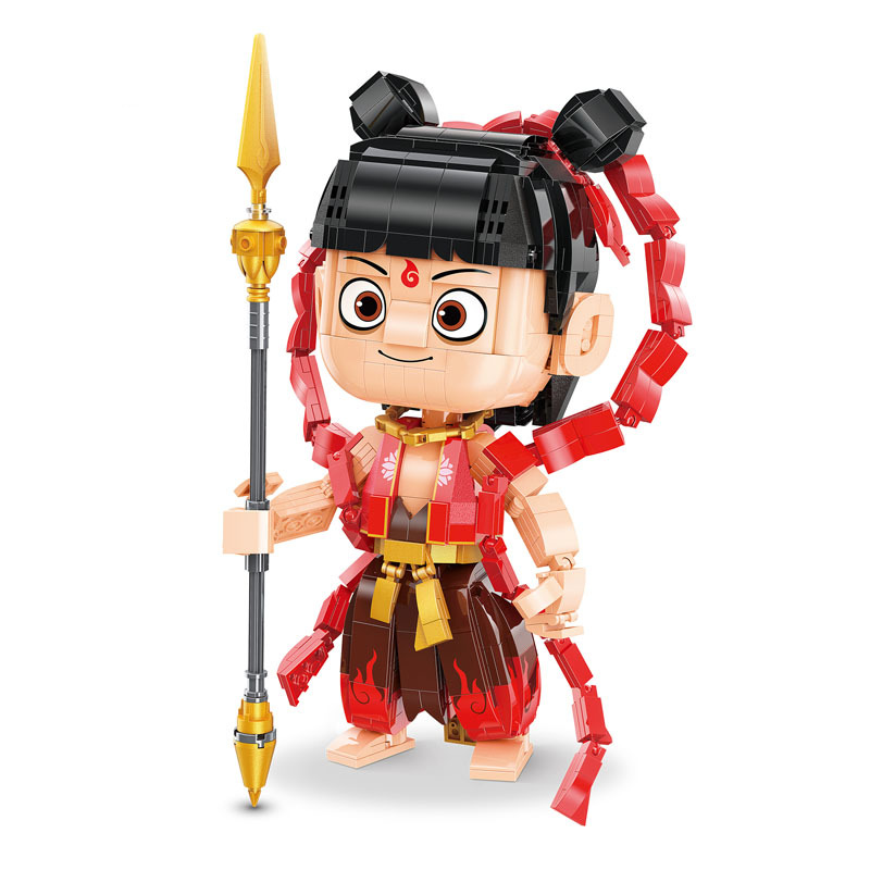 启蒙兼容乐高哪吒之魔童降世小颗粒拼装方头仔积木公仔模型益智拼插