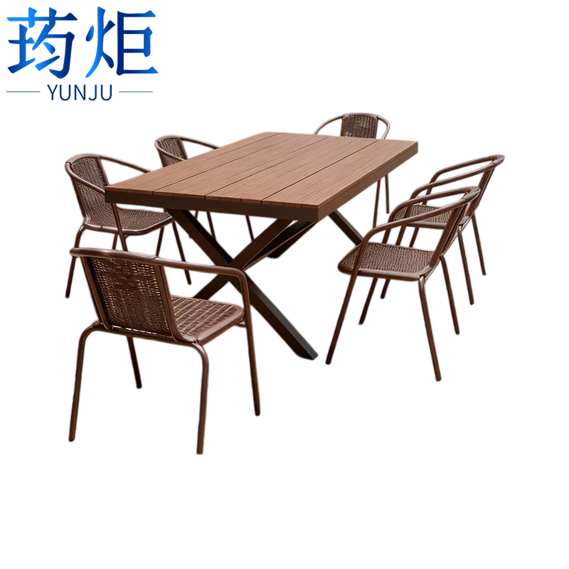 荺炬户外桌椅 150cm交叉桌+6椅套