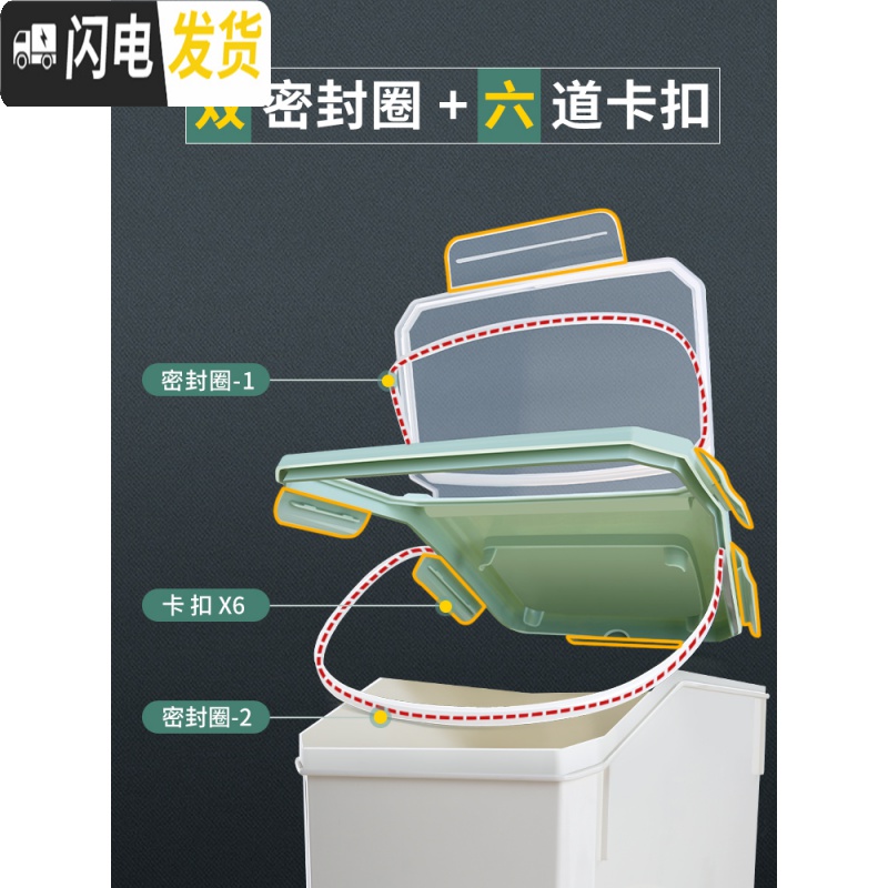 三维工匠米桶20斤装家用米盒米缸收纳箱塑料密封装米桶防潮防虫10kg储米箱收纳桶高清大图