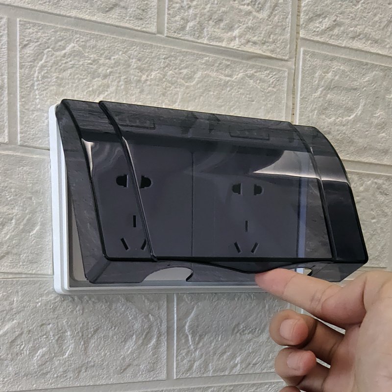 透明双86型二位开关插座防水盒保护罩盖卫生间塑料双联防溅盒户外