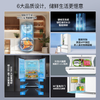 美的508L法式多门双开四门双系统双循环无霜一级大容量家用冰箱