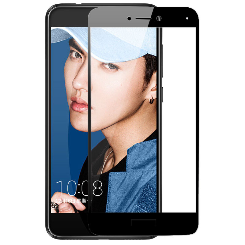 [买2送手机壳]轻万适用华为荣耀8青春版钢化膜honor全屏玻璃贴膜huawei黑色高清手机保护膜高清大图