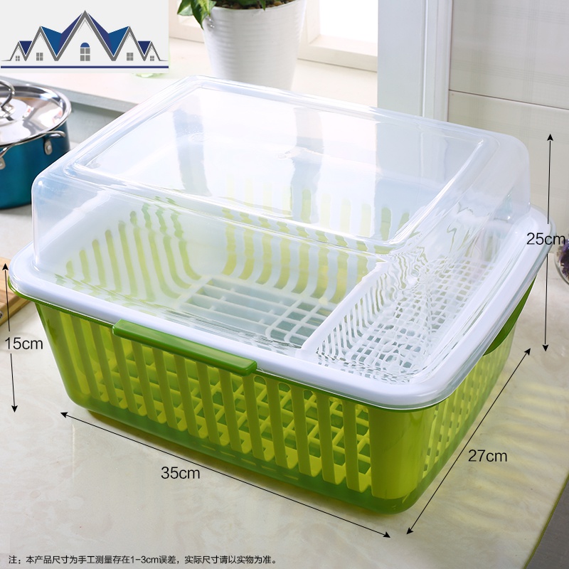 厨房沥水碗架大号带盖碗碟收纳盒家用餐具防尘防蟑螂密封置物架子 三维工匠高清大图