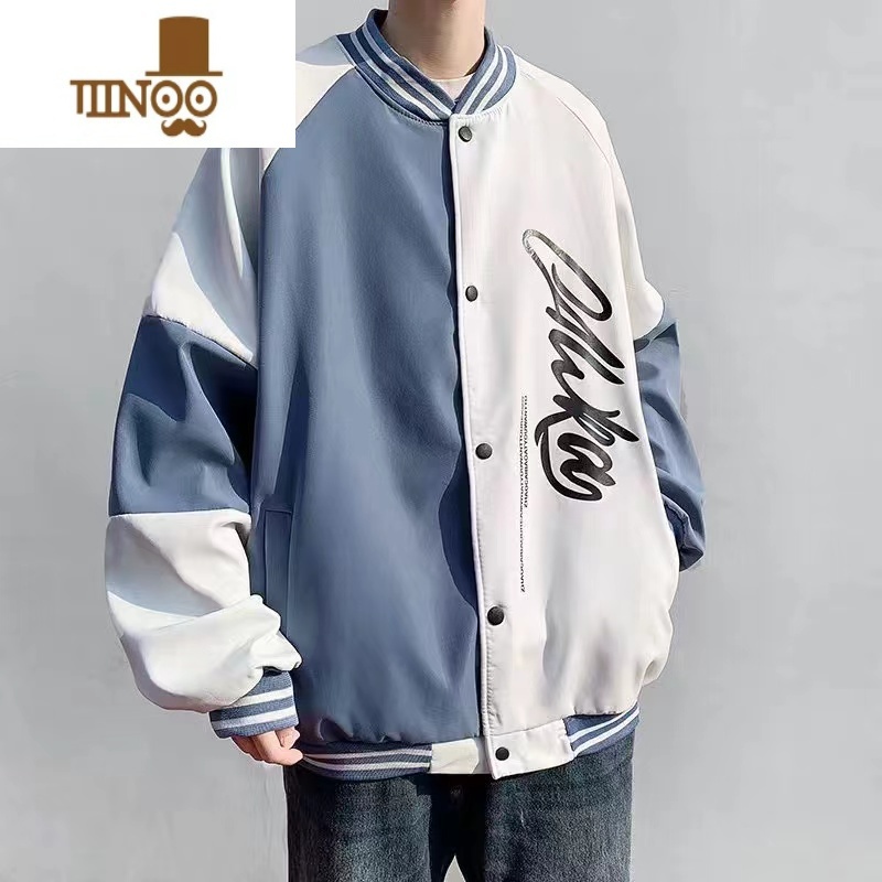 YANXU棒球服外套男士潮牌宽松港风初中高中生宽松港风印花男生夹男高清大图