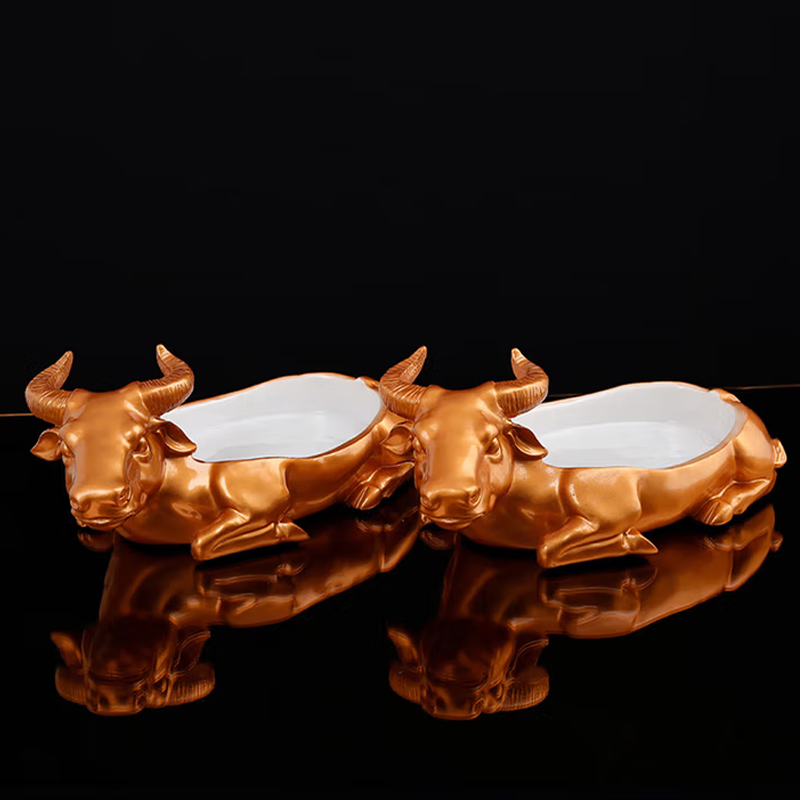 材质环保树脂 金牛款菜盘 尺寸:总长60cm宽29cm高14cm