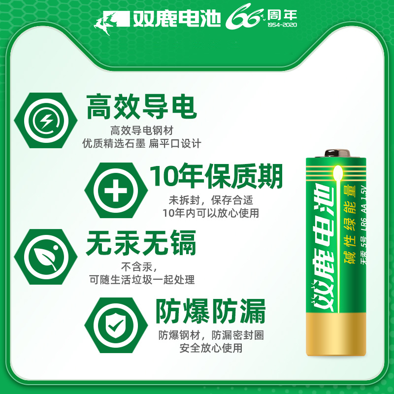 双鹿绿能量碱性电池7号80粒儿童玩具电池批发遥控器鼠标干电池空调电视话筒挂闹钟1.5V 七号电池