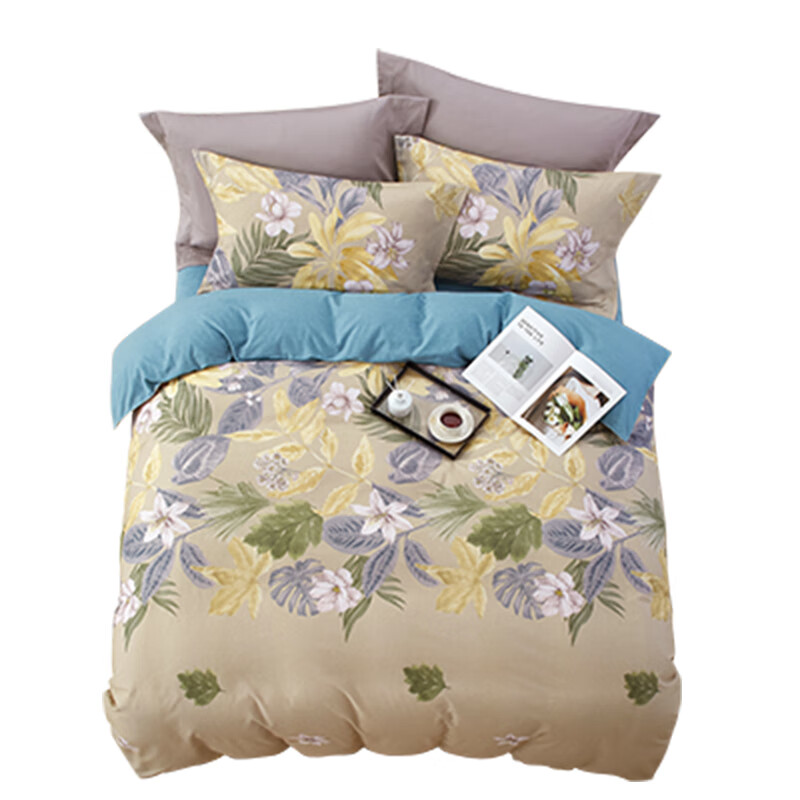 天琴床品四件套245*250cm柔软舒适花影悦动数码印花磨毛TQ-T168高清大图