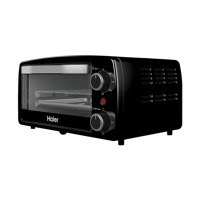 海尔(Haier)电烤箱家用迷你小型10L容量机械操控多功能双层烤架可视窗口烘赔蛋糕小烤箱 K-10M2B 黑色 10L