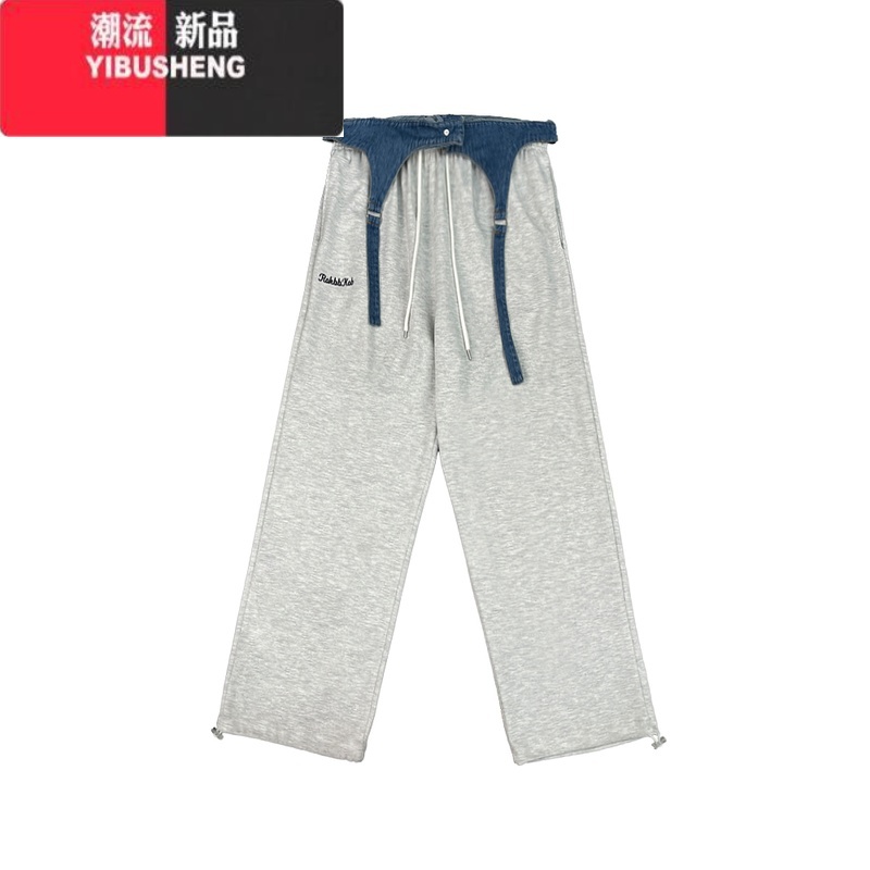 YIBUSHENG牛仔翻腰休闲裤街舞hiphop运动裤爵士舞jazz长裤女高清大图