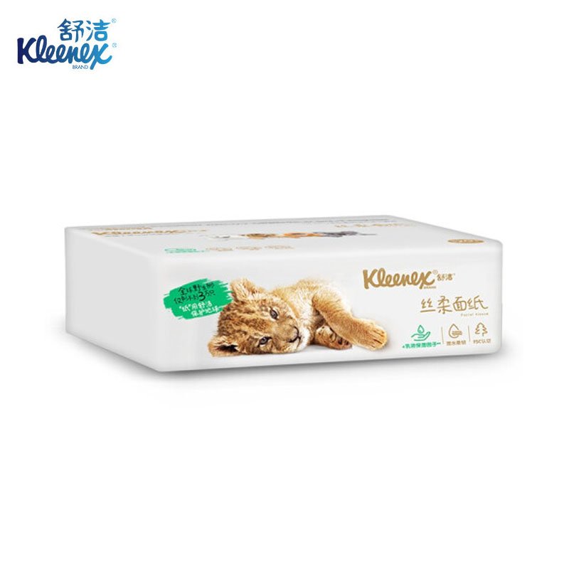 舒洁(Kleenex) 丝柔面巾纸 3层 120抽/包 4包/提 1提装 原生木浆 添加进口保湿因子 0563-10高清大图