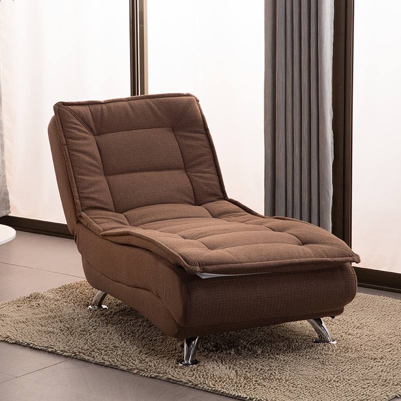 现代多功能贵妃单人躺椅懒人沙发卧室折叠午休椅家用小户型沙发床 咖啡色_送靠枕 null