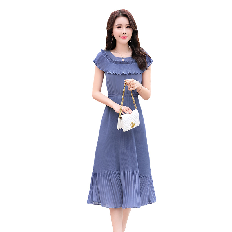 显瘦网红连衣裙夏女士新品韩版长款气质雪纺长裙温柔仙女裙