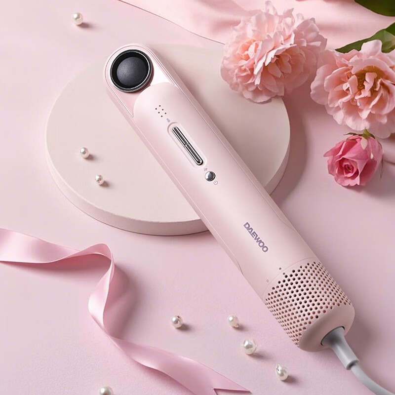 大宇(DAEWOO)电吹风家用旅行速干头发负离子护发迷你便携式吹风筒DYCF-12W80/香缇粉/礼邮外!