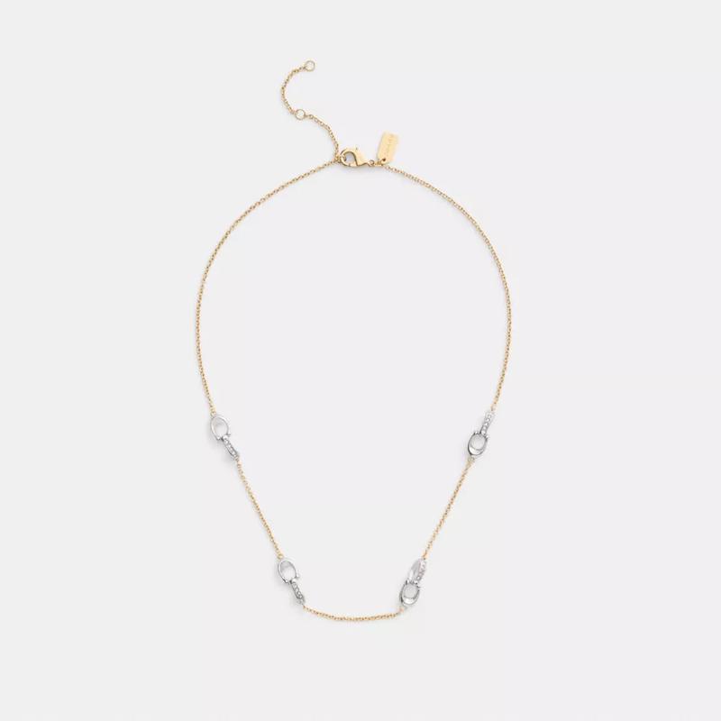 蔻驰(COACH)精致链坠水晶装饰可调节项链女款 minimalist 设计百搭时尚细链条高清大图