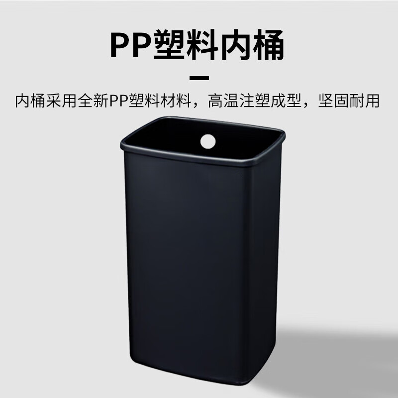 GNF垃圾桶40L不锈钢无盖垃圾桶大号大容量防指纹 户外家用厨房商用餐饮酒店 SF40-F01高清大图