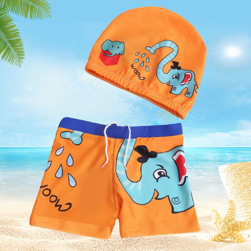 儿童泳裤男童泳裤小童泳衣沙滩套装平角游泳裤套装卡通幼可爱泳裤诺妮