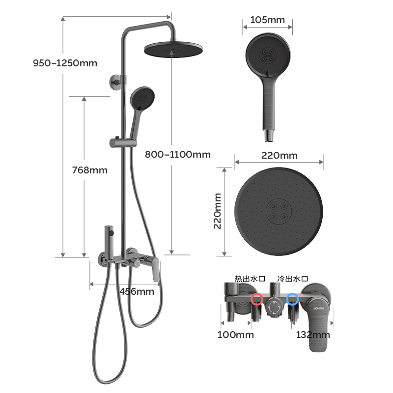 九牧（JOMOO）淋浴花洒套装卫生间淋浴器洗澡喷头花洒全套高清大图