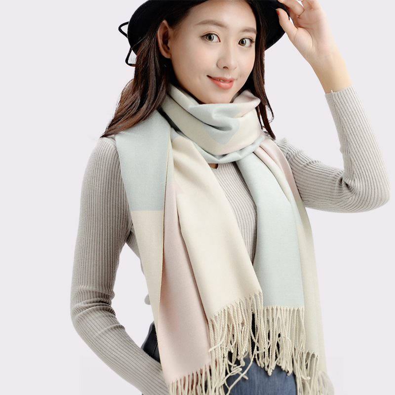 恒源祥围巾冬季女百搭 秋冬新款保暖加厚冬天粉色围脖女生日礼物 粉米