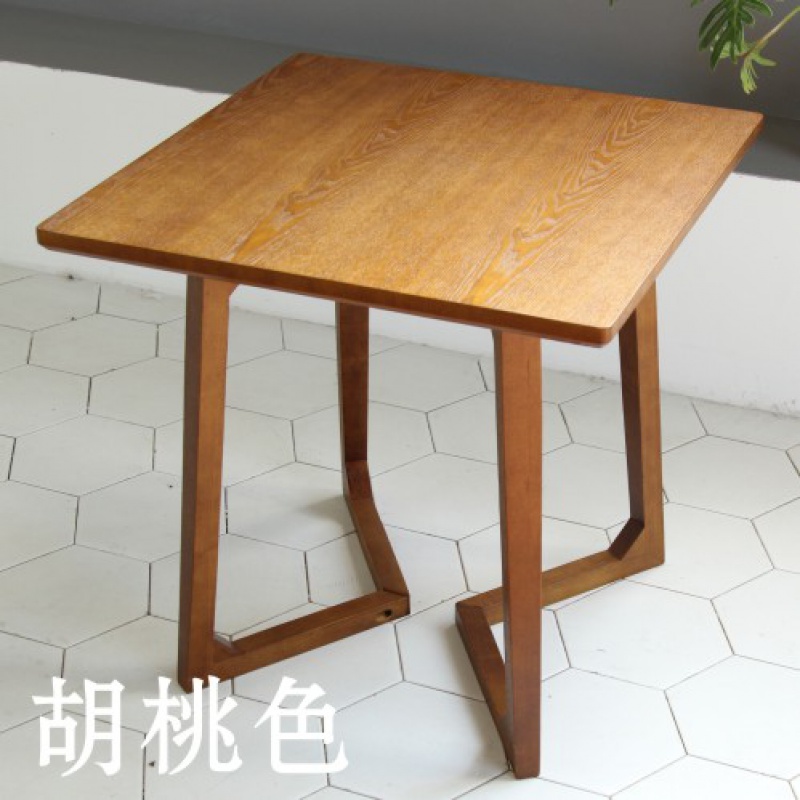 甜品奶茶店桌椅组合简约休闲休息区蛋糕店咖啡西餐厅洽谈卡座沙发 胡桃色方桌官方标配