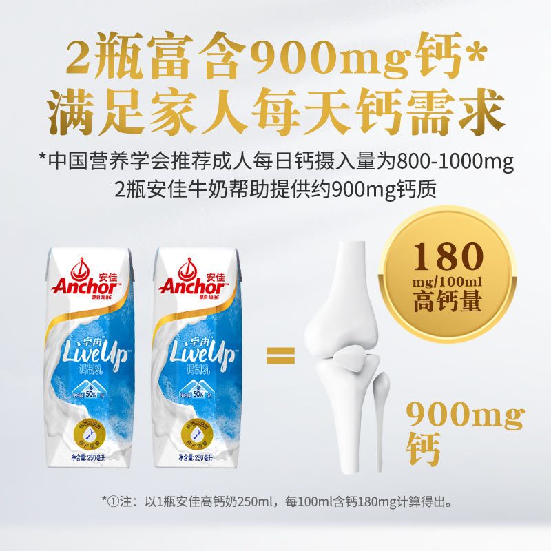 安佳(Anchor)卓冉高蛋白高钙调制乳250ml*24盒箱装 新西兰进口 牛奶