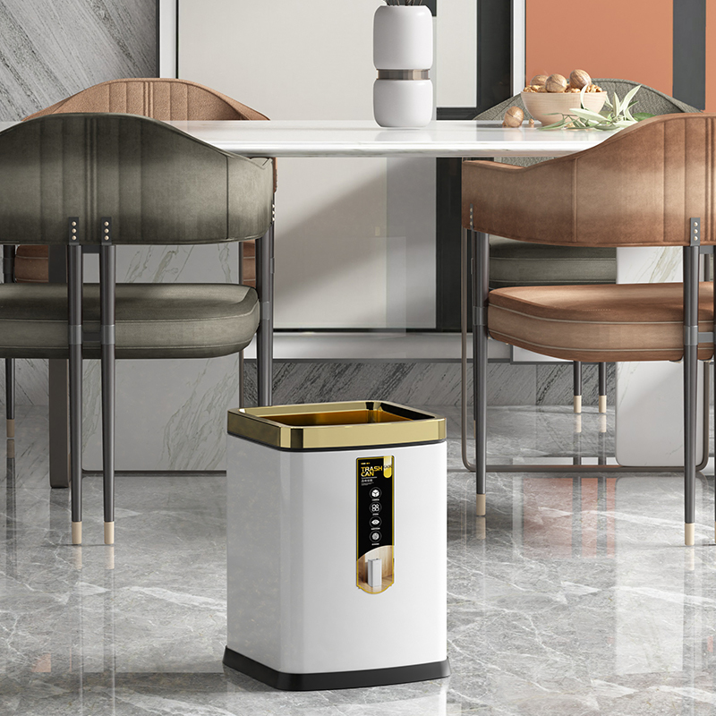 德国GAOK 不锈钢无盖垃圾桶大容量厨房方形厕所卫生间轻奢垃圾筒高清大图