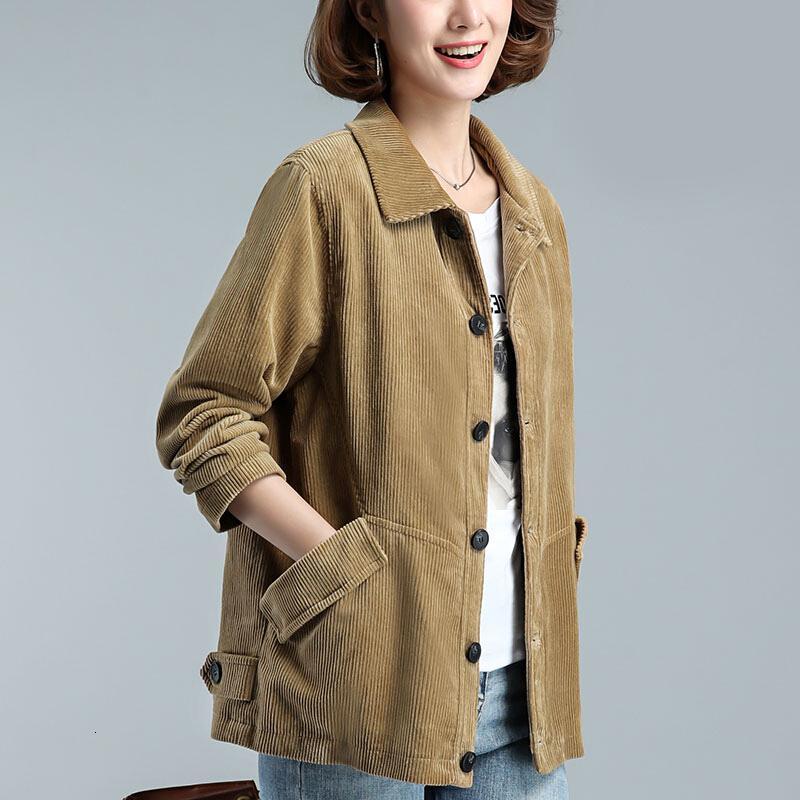 鲁奥diluao灯芯绒外套女短款秋新款女士秋装洋气夹克中年妈妈宽松上衣