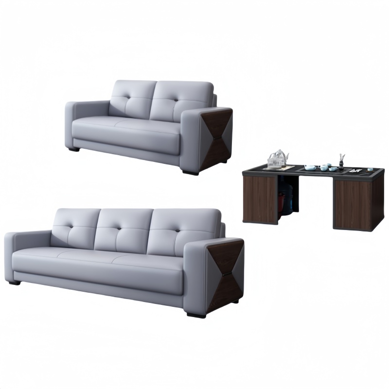 悦兴诚会议沙发200*85*92cm(2+3+岩板茶几)套高清大图