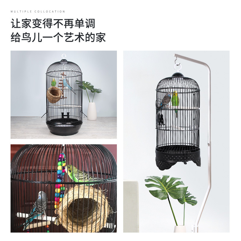 鹦鹉鸟笼虎皮玄凤八哥文鸟豪华别墅繁殖圆笼大号金属不锈钢鸟笼子高清大图