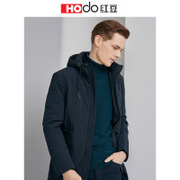 HODO红豆男装 男士棉衣 冬季商务连帽修身驼绒棉服外套