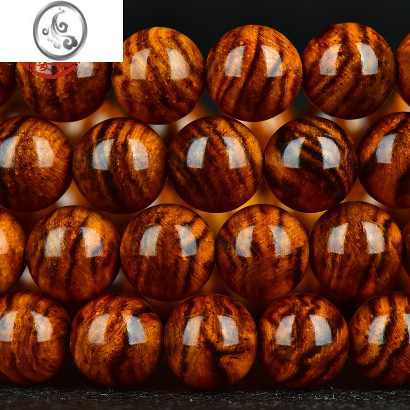 jimi满虎皮纹8mm108颗念珠海南黄花梨手链男女款佛珠手串10mm12mm08